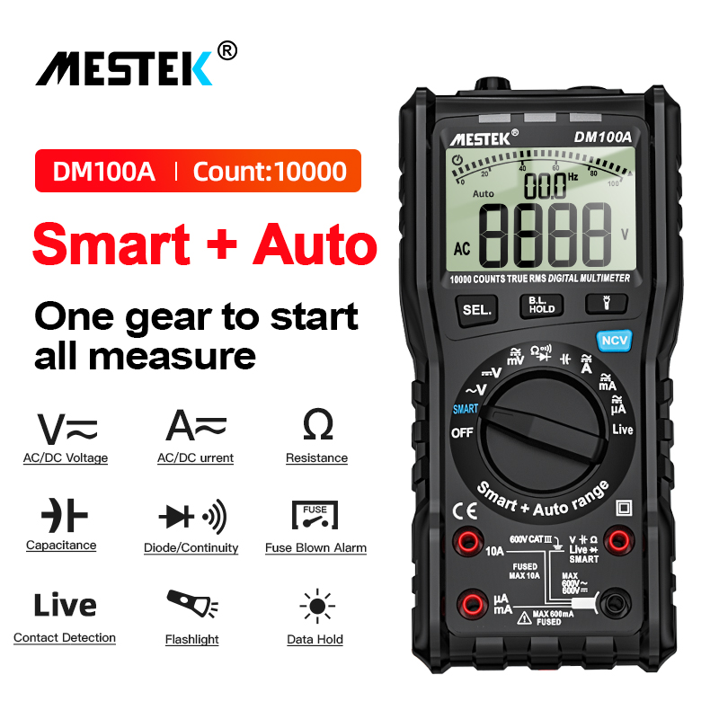 Mestek Professional Smart+Auto Range Multimeter DM100A